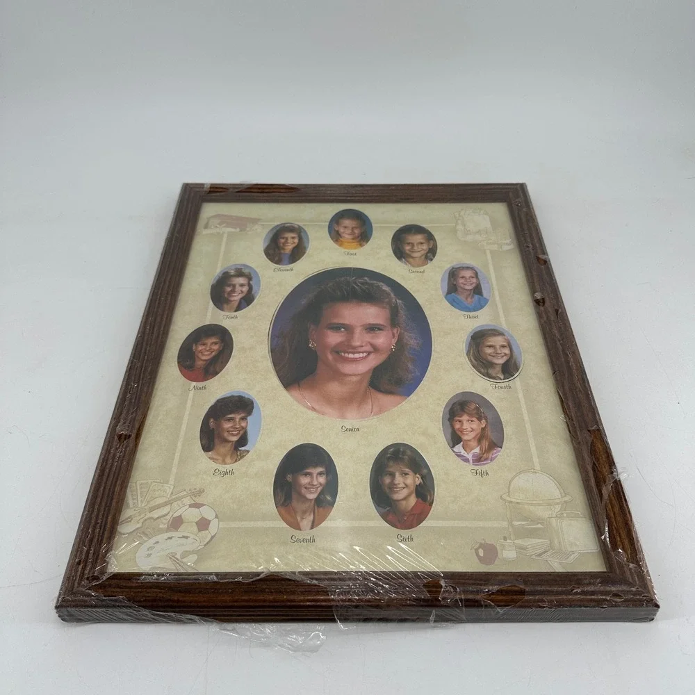 Vintage Style 11x14 School Years Picture Frame Wood Grain Multi Photo Display